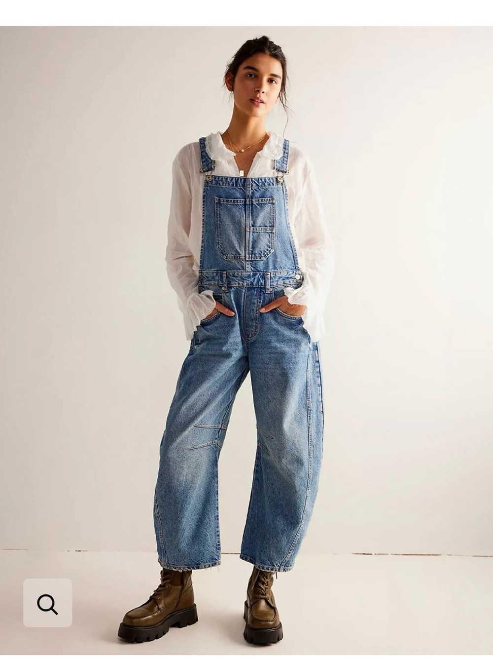 We The Free Light Blue Relaxed Denim Overalls NWOT